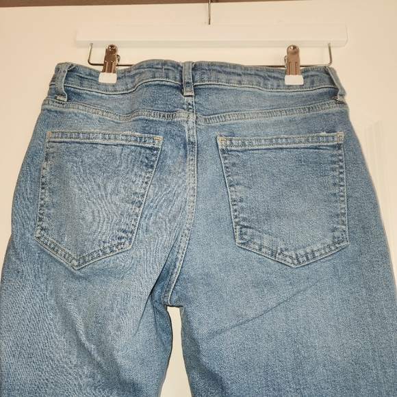 Free People Cropped Raw/Fray Hem Jeans Size 27 High Rise Distressed With Stretch - Picture 5 of 14